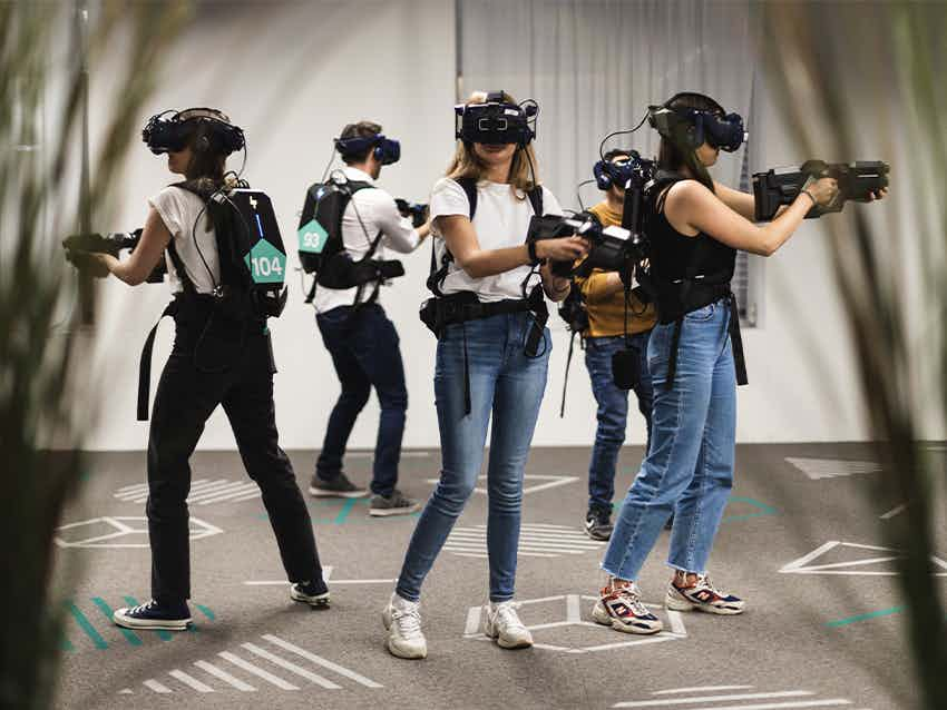 Group of people playing vr